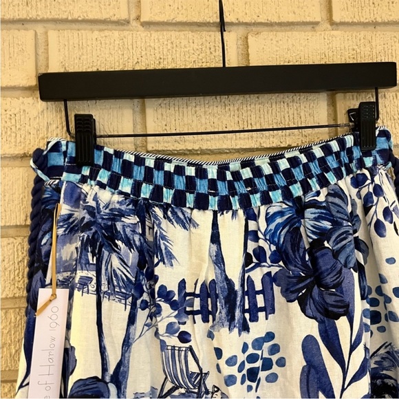 X REVOLVE House of Harlow 1960 Linen Maxi Skirt Blue Floral Size Small NWT - Picture 7 of 15